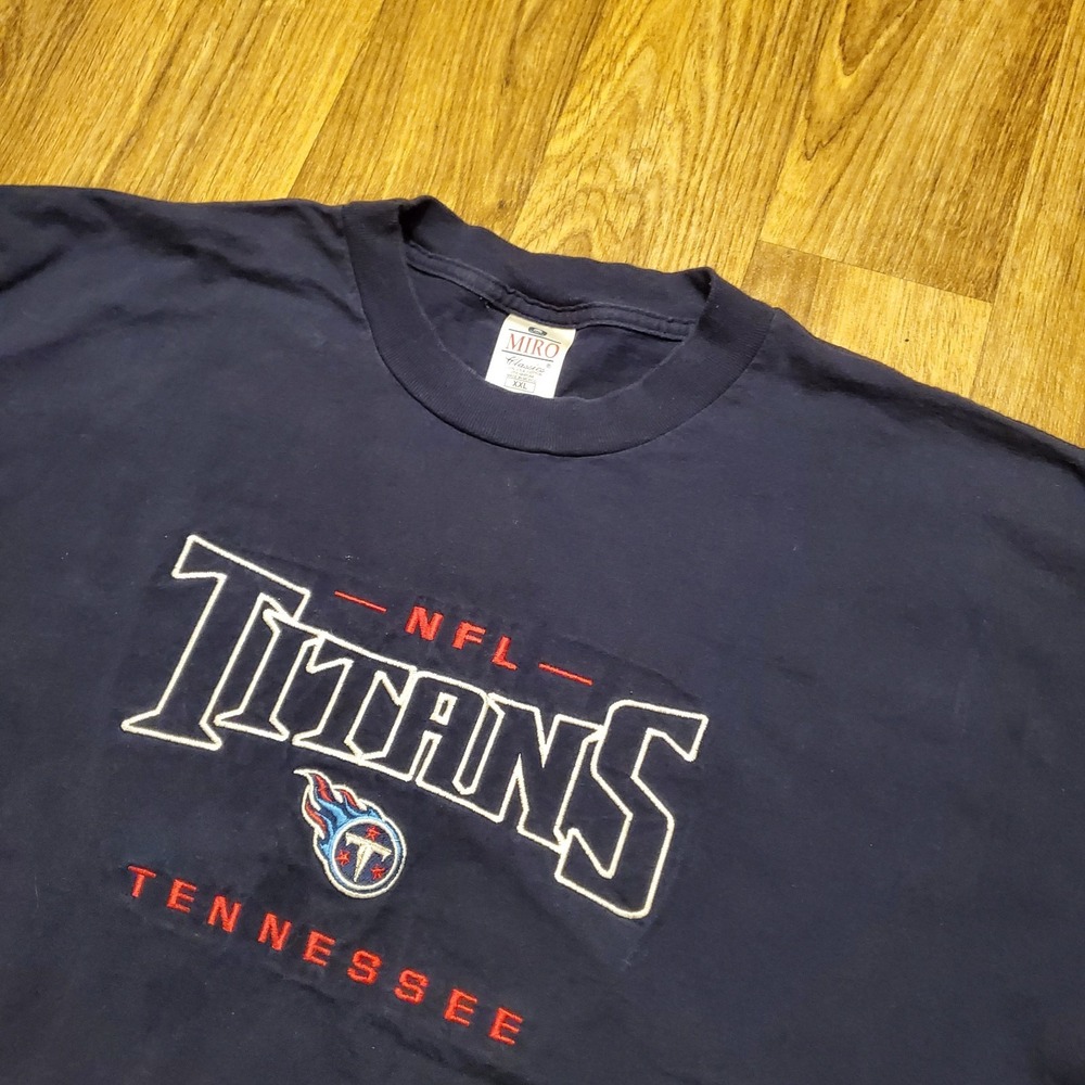 Vintage Tennessee Titans Shirt Adult 2XL Blue‎ Embroidered Logo Miro NFL Y2K